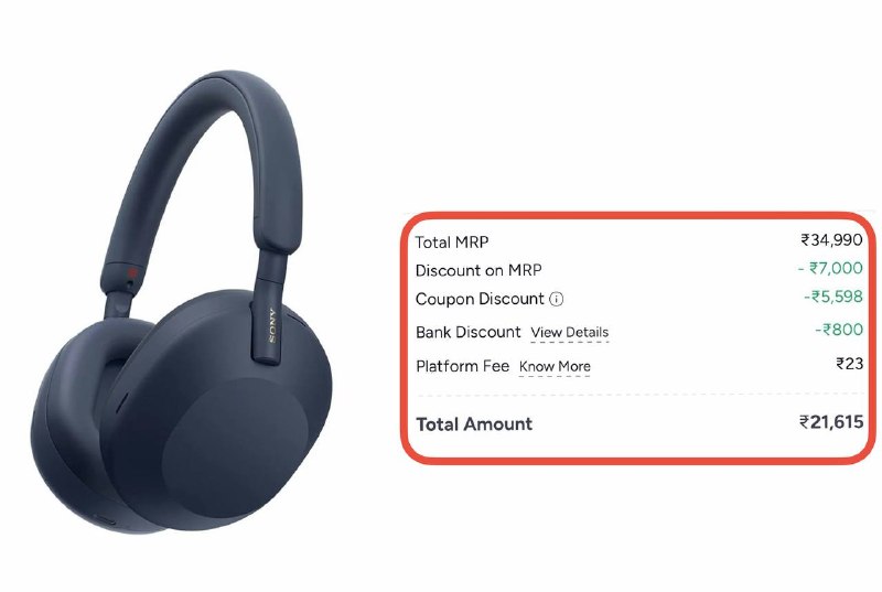 Sony XM5 Headphones for ₹21,615 (Effectively) Apply Code : EORSEXTRA20Pay with HDFC Credit Card Speaker for ₹2,392 (Effectively) Soundbar for ₹7,992 (Effectively)