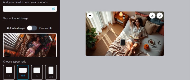 #AI #图生图 No More Copyright 相似图片生成工具，上传原始图片，选择尺寸比，即可生成高度相似的图片，可以用来避免版权问题，亲测效果还不错，清晰度也很好，免费无限制，无需注册
