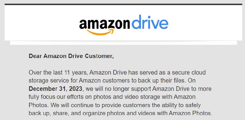 🌿 Amazon Drive 要停止運營了