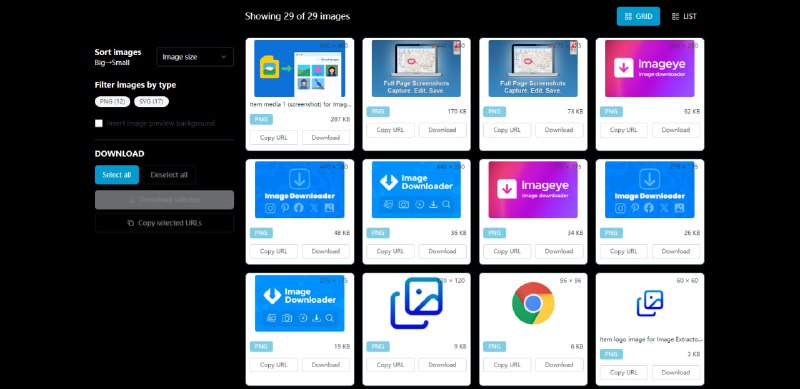 #图片 #解析 #插件 Image Extractor 网页图片提取工具，有网页版和插件版可以使用，支持 JPG/PNG/GIF/WebP/SVG/CSS 背景 等多种图片格式，可按尺寸筛选，以原始分辨率和画质保存，此外还可从 PDF、Word、PPT 等文档中提取图片，完全免费，无需注册