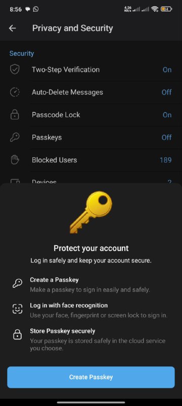 #telegram🔑 Passkey is now available to all users..#telegram🔑 Passkey is now available to all users..