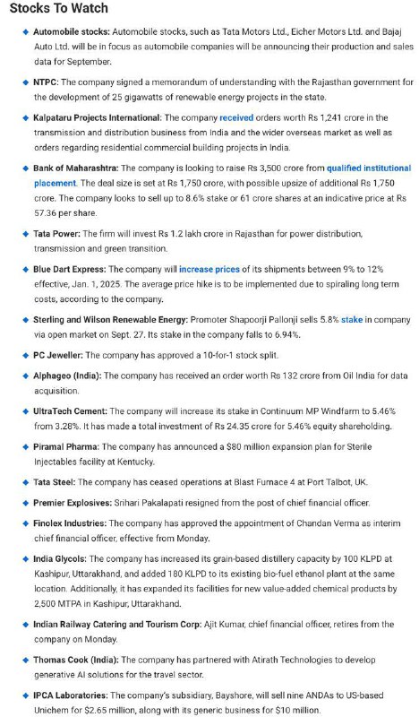 Stocks to watch