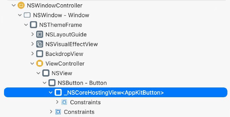 调试问题的时候偶然发现，macOS Tahoe 上一些常见的 AppKit 控件比如 NSButton 竟然是 SwiftUI 绘制的🤯