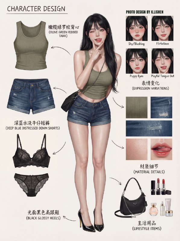 你的心动女生～超写实风格的穿搭分解插画 Photo Design By@aigc1024你的心动女生～超写实风格的穿搭分解插画 Photo Design By@aigc1024