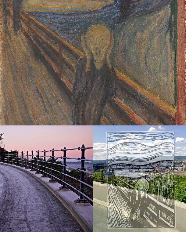 蒙克的《呐喊（1893）》- 挪威奥斯陆的埃克伯格山学者们在奥斯陆的一条峡湾路径上找到了一个位置