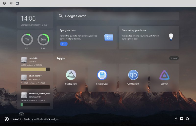 CasaOS，一个简单、优雅、好用的开源「家庭云」系统