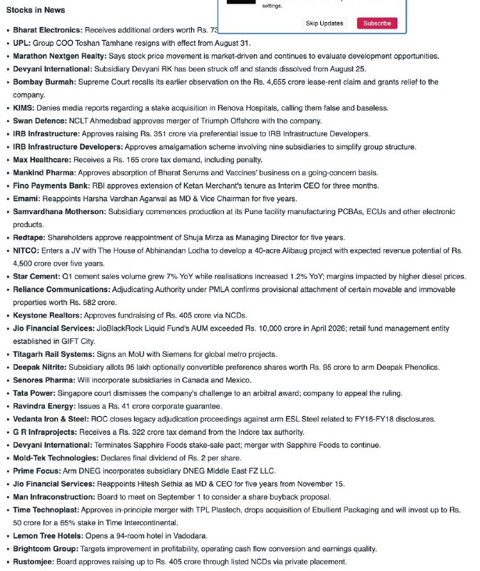 STOCKS IN NEWSSTOCKS IN NEWS