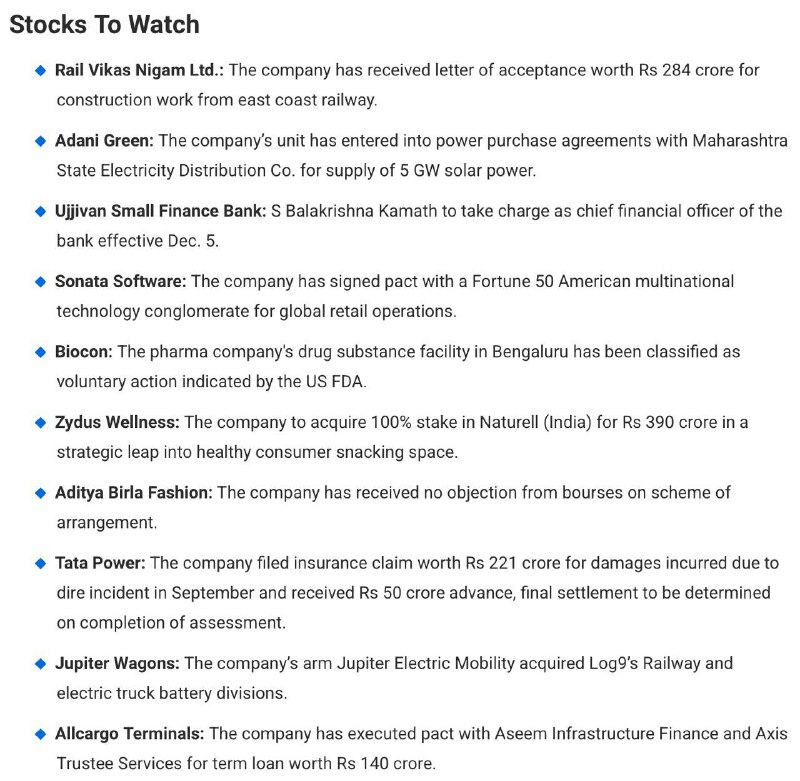 Stocks to watch