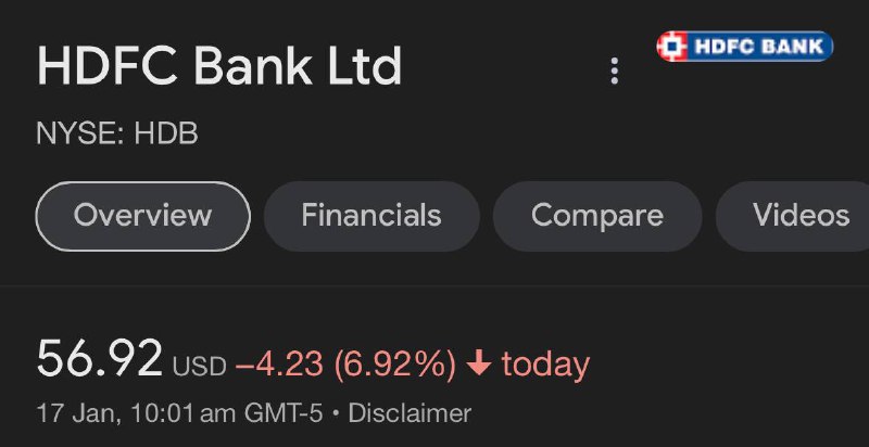 HDFC Bank ADR is down by 7% for 2nd day in a row