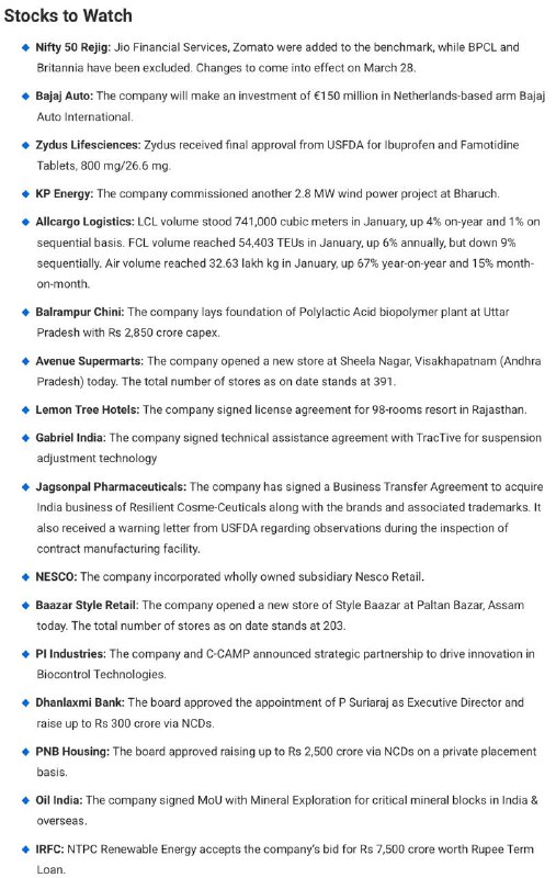 Stocks to WatchStocks to Watch