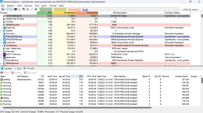 显示 Windows 系统中所有进程的详细信息——Process Explorer  #Windows  #进程查看微软出品，强大且免费！只有3.4M！显示 Windows 系统中所有进程的详细信息，所占用的资源、打开的文件、加载的 DLL、创建的线程等
