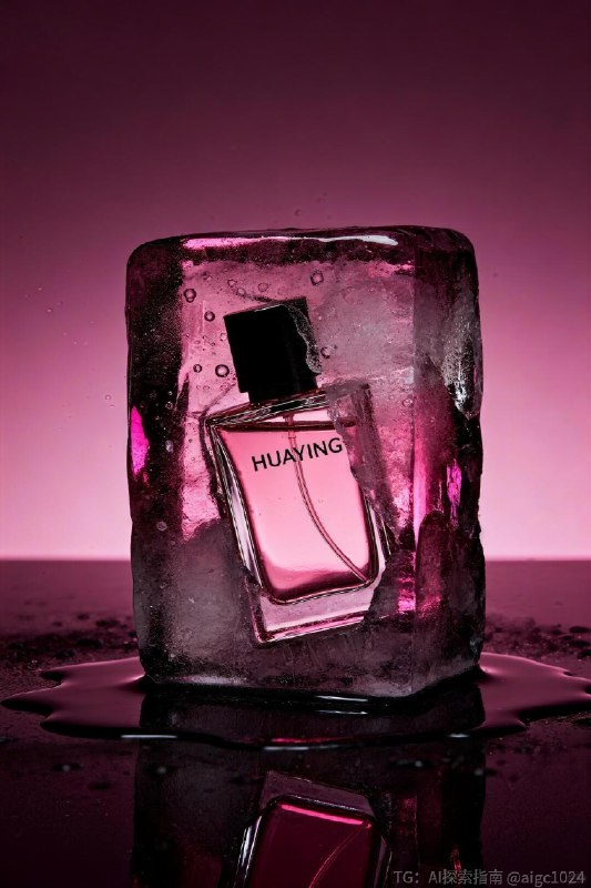 【AIGC直出，紫色香水商业摄影大片（附提示词）】提示词参考：高端商业产品摄影，现代简约且具艺术感，类似时尚杂志静物大片
