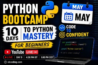 May Python Bootcamp Day 9 Join Live now: https://youtube.com/live/MY_nr_EIhHY?feature=share