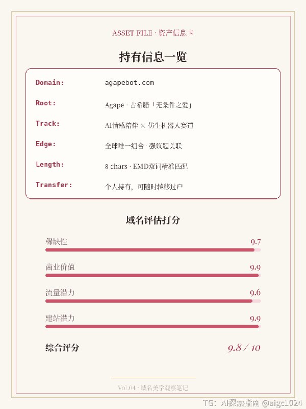 agapebot.com|AI情感陪伴仿生机器人赛道品牌域名|爱加倍仿生机器人2026年，仿生人形伴侣机器人这个赛道，最近的市场信号应该不需要我多说：优必选消费级品牌“优世界”U1系列发布后，预售数据屡创行业纪录，短短几周内订单突破万台，行业内多家公司年内也密集完成大额融资
