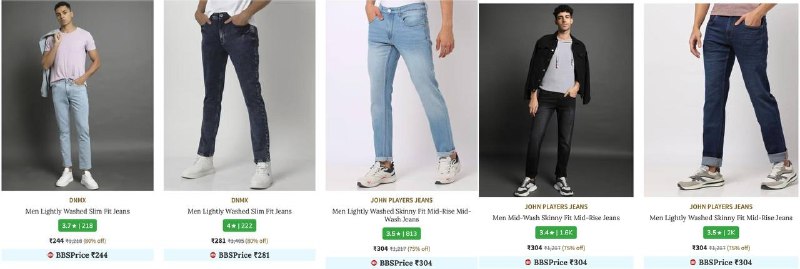 On Mens Jeans.Top Brands | Suggestions.Lee Cooper : Players | Jeans Co | Cooper : Polo Assn. : Jeans | Womens Jeans Starts at ₹199.Master