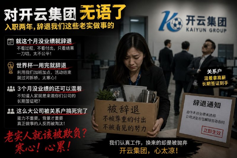 东南亚华人大事件：对开云集团无语了 入职两年 辞退我们这些老实做事的 就这个月没业绩就配图