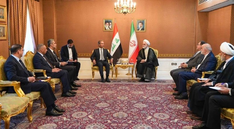 صرفا جهت اطلاع: ❌فائق زیدان، رئیس شورای عالی قضایی عراق، با غلامحسین محسنیاژهای، رئیس قوه قضائیه ایران، در تهران دیدار و درباره مسائل