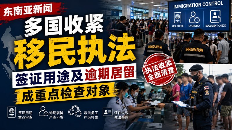 东南亚抓捕遣返线索：多国收紧移民执法 签证用途及逾期居留成重点检查对象 近期 东南亚多国配图