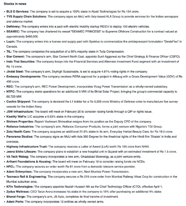 STOCKS TO WATCH