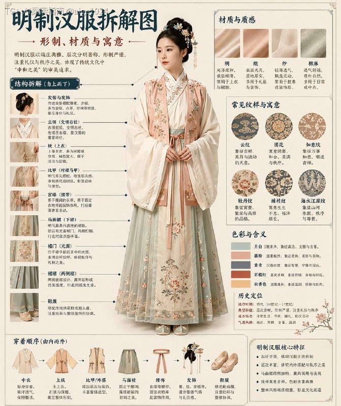 GPT-image-2 生成汉服拆解图🤯图鉴式风格，拆的很细！这个提示词是通用模板，把主替换成你想生成的内容，就可以扩展到汉服、凤冠、盔甲、器物等各种拆解图