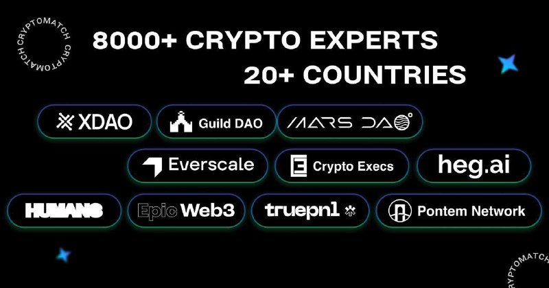 👉🏻 New networking tool for Web3 professionals - meet CryptoMatch 😎Hiring talent or looking for a dream job? According to extensive LinkedIn survey, 85% of real job opportunities come from your network.CryptoMatch is a brand new startup evaluated at $10 mln that helps you build high quality crypto network through weekly warm introductions 😍It uses AI 🤖 to match you with the most relevant crypto professionals - Web3 founders, C-level executives, investors and experts, based on your interests, goals and reputation.✔️ Try CryptoMatch bot for free 💸 to access 8000+ potential partners, employees, collegues and investors:1. Start the bot: 