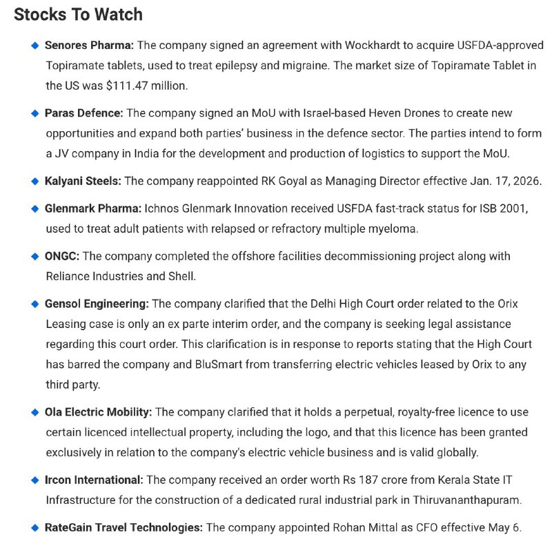 STOCKS TO WATCH