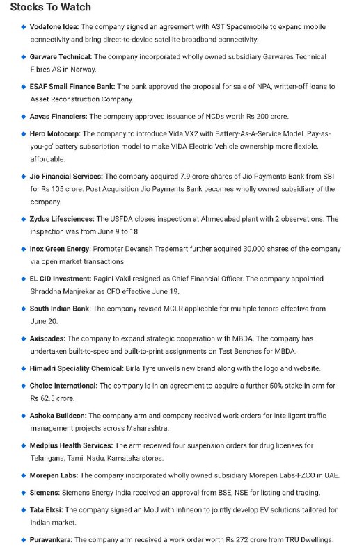 STOCKS TO WATCH